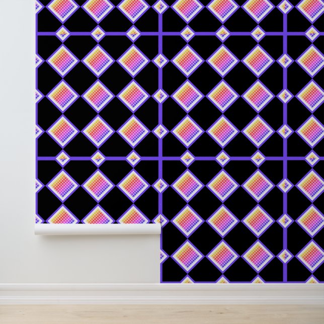 Pixelated Diamond Cube Rainbow Retro 80s Gamer Wallpaper (Application)
