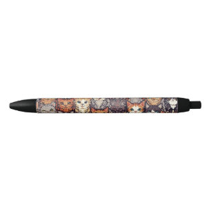 Pixelated Digital Colorful Cats Black Ink Pen