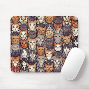Pixelated Digital Colorful Cats Mouse Mat