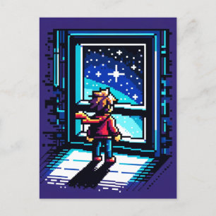 Pixelated Digital Exploration Postcard