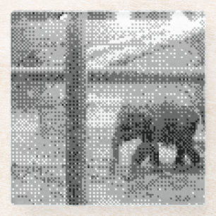 pixelated elephant glass coaster