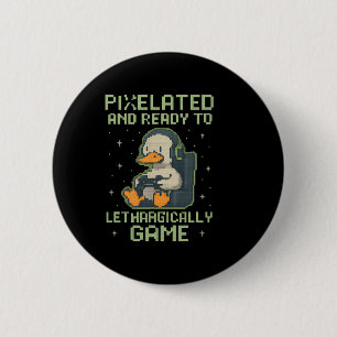 Pixelated Gamer Duck Retro 8-bit Gaming Parody Des 6 Cm Round Badge