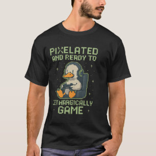Pixelated Gamer Duck Retro 8-bit Gaming Parody Des T-Shirt