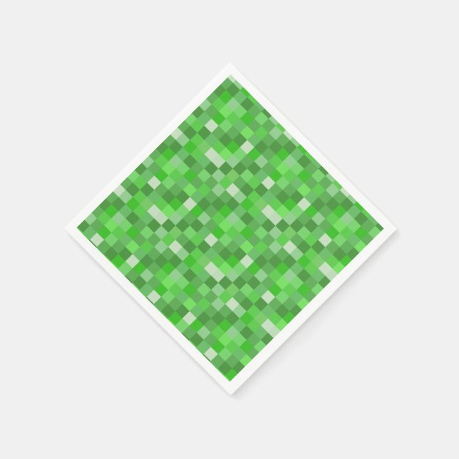 Pixelated Gamer Green Building Folded  Napkin (Corner)
