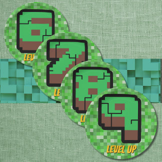 Pixelated Gamer Green Building Level Up 7 Paper Plate