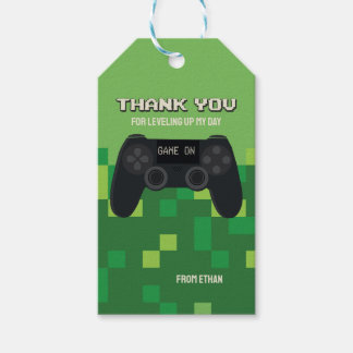 Pixelated Gamer Party Thank You Tag