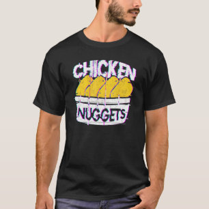 Pixelated Glitched Chicken Nuggets Vaporwave T-Shirt