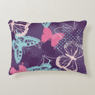 Pixelated graffiti butterflies in a pretty color p decorative cushion
