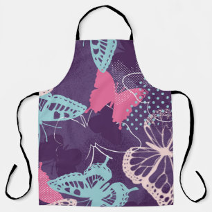 Pixelated graffiti butterflies in a pretty colour  apron
