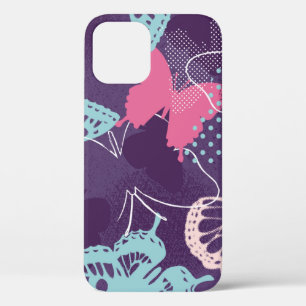Pixelated graffiti butterflies in a pretty colour  iPhone 12 case
