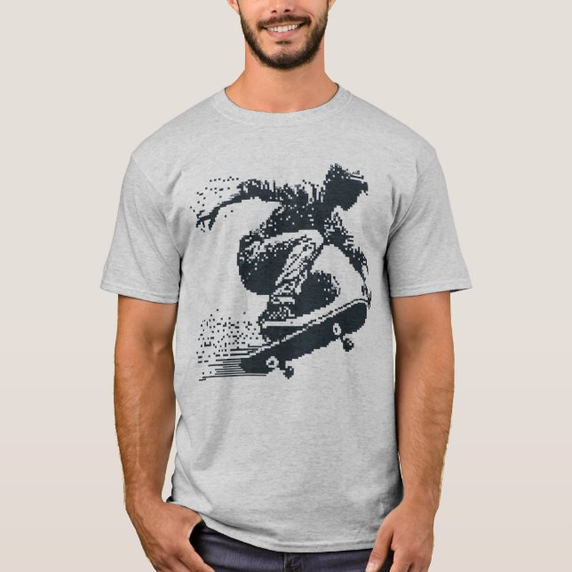 Pixelated Graphic Skateboard T-Shirt (Front)