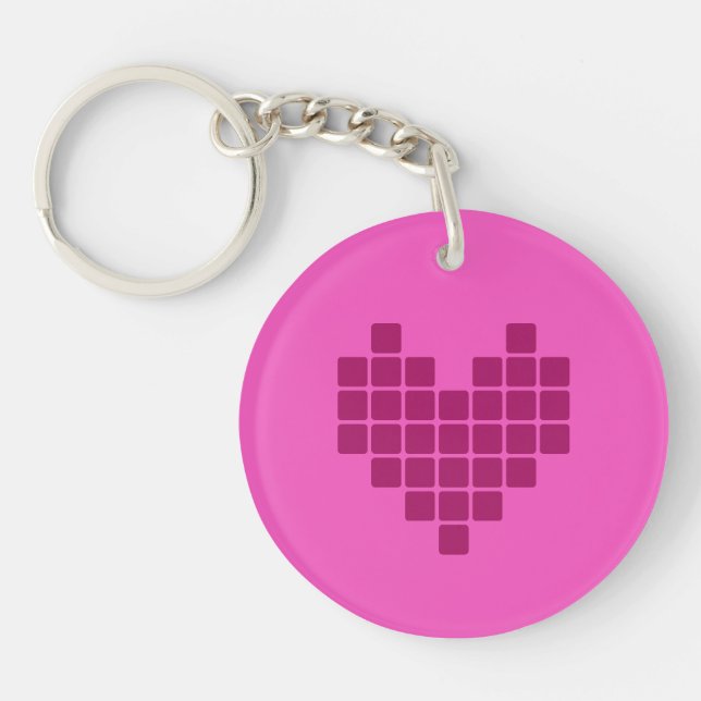 Pixelated heart key ring (Front)