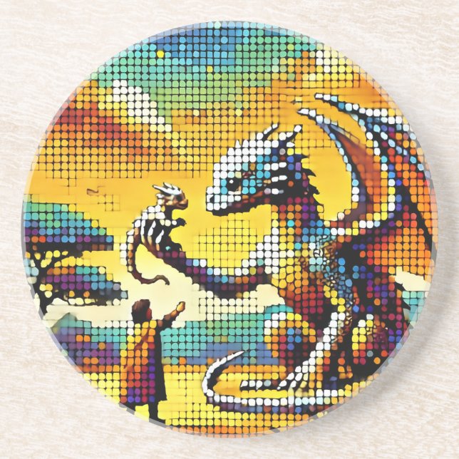 pixelated image of a dragon trainer coaster (Front)
