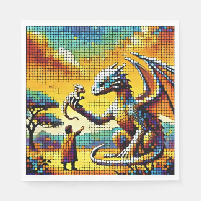 pixelated image of a dragon trainer napkin (Front)