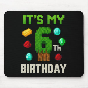 Pixelated Level 6 Birthday Gamer Kids Pixel Art De Mouse Mat