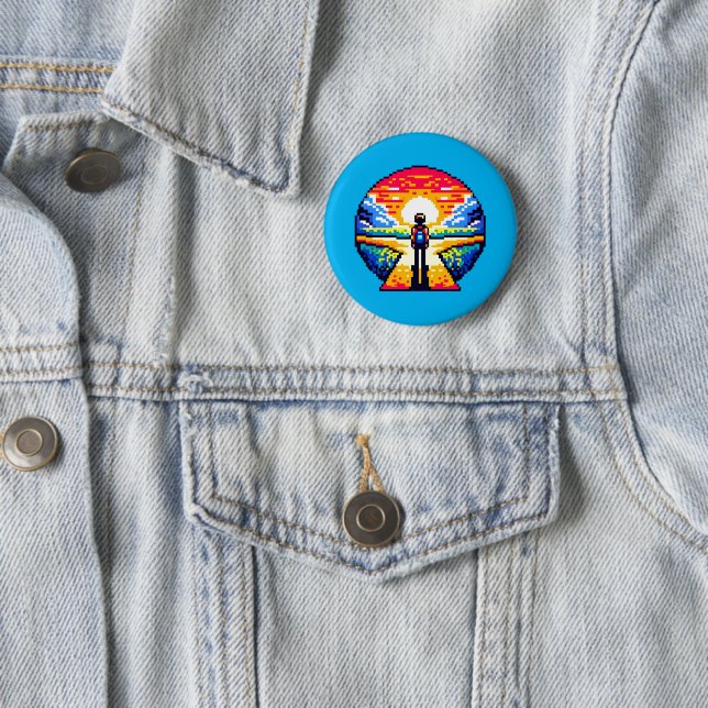 Pixelated Life's Crossroads 6 Cm Round Badge (In Situ)
