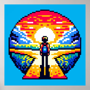 Pixelated Life's Crossroads Poster