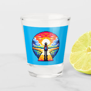 Pixelated Life's Crossroads Shot Glass