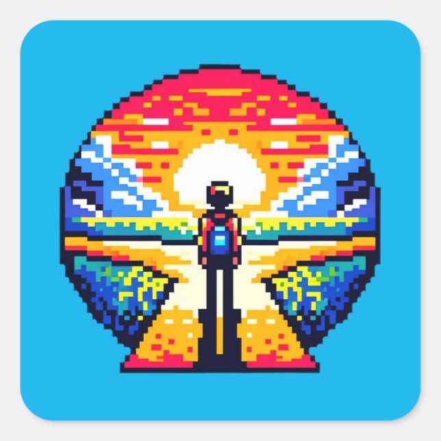 Pixelated Life's Crossroads Square Sticker (Front)