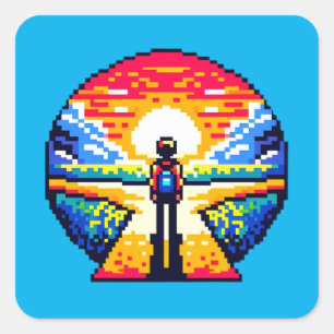 Pixelated Life's Crossroads Square Sticker