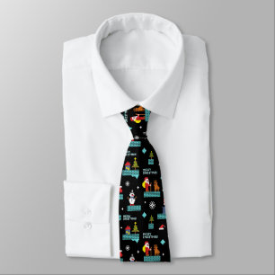 Pixelated Merry Christmas Pattern - Retro Design Tie