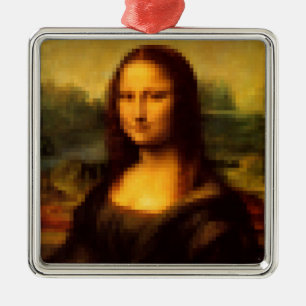 Pixelated Mona Lisa Metal Tree Decoration
