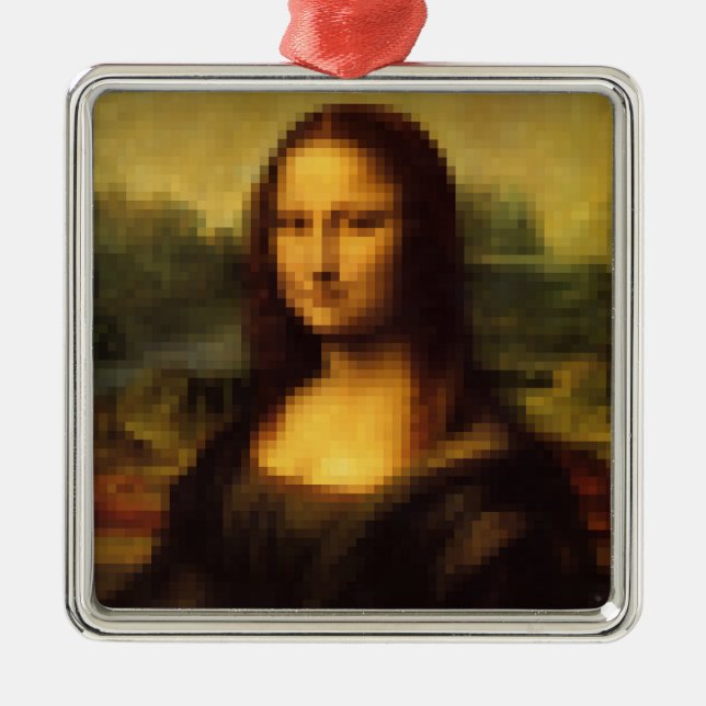 Pixelated Mona Lisa Metal Tree Decoration (Front)