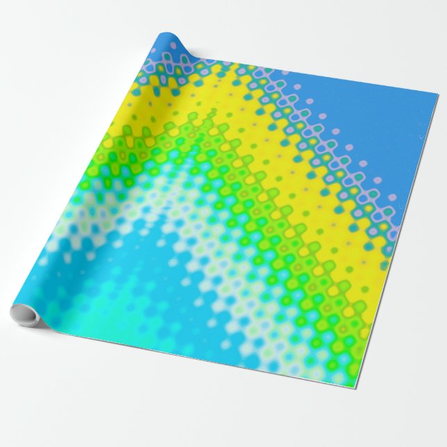 Pixelated Mountain Blue Wrapping Paper (Unrolled)
