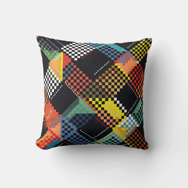 Pixelated Patchwork Cushion (Front)