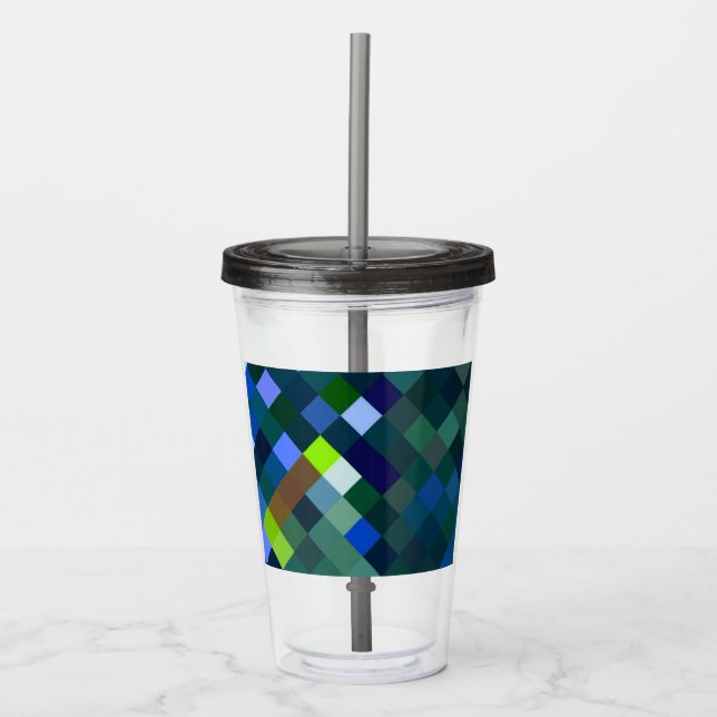 Pixelated Pattern - Blue Acrylic Tumbler (Front)
