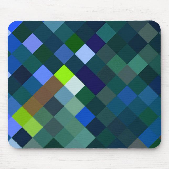 Pixelated Pattern - Blue Mouse Mat (Front)