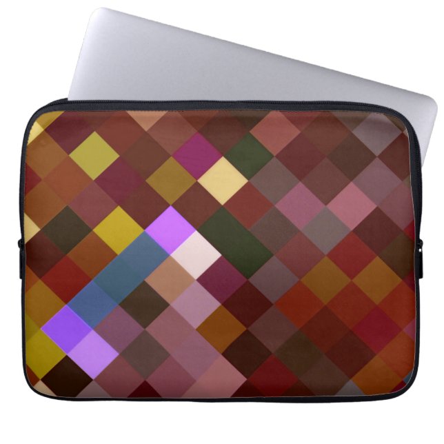 Pixelated Pattern - Brown Laptop Sleeve (Front)