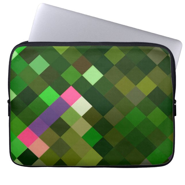 Pixelated Pattern - Green Laptop Sleeve (Front)