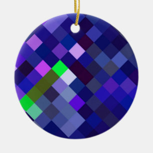 Pixelated Pattern - Indigo Ceramic Tree Decoration