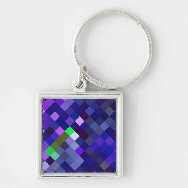 Pixelated Pattern - Indigo Key Ring (Front)