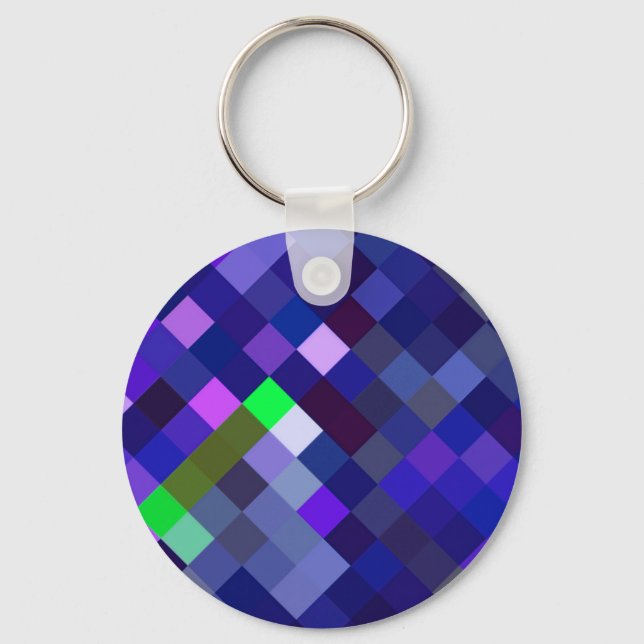 Pixelated Pattern - Indigo Key Ring (Front)