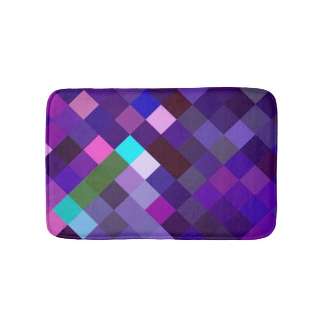 Pixelated Pattern - Purple Bath Mat (Front)