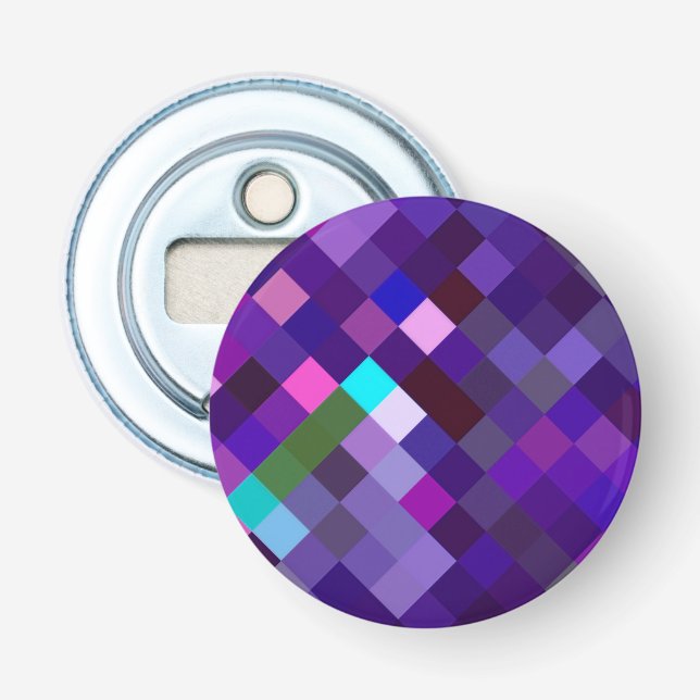 Pixelated Pattern - Purple Bottle Opener (Front)