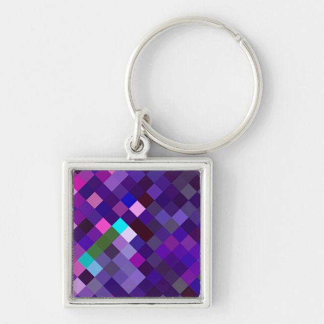 Pixelated Pattern - Purple Key Ring (Front)