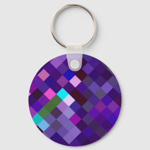 Pixelated Pattern - Purple Key Ring