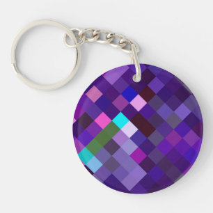 Pixelated Pattern - Purple Key Ring