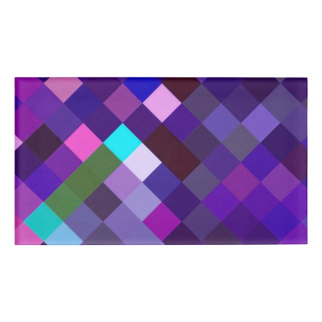 Pixelated Pattern - Purple Name Tag (Front)