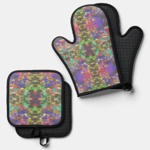 Pixelated Patterned Beyond Colors Of The Rainbow Oven Mitt & Pot Holder Set