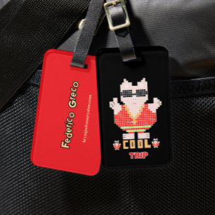 Pixelated piggy luggage tag