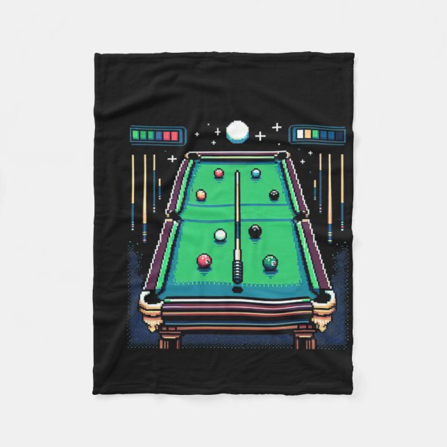 Pixelated Pot 8-bit Billiards  Fleece Blanket (Front)