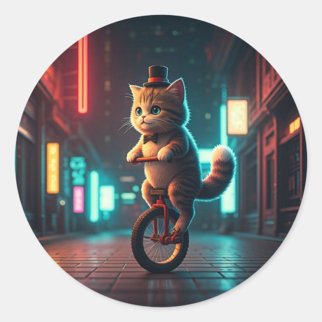 Pixelated Purr-fect Classic Round Sticker (Front)