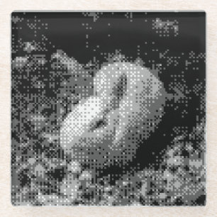 pixelated rabbit glass coaster
