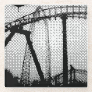 pixelated ride glass coaster