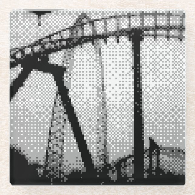 pixelated ride glass coaster (Front)