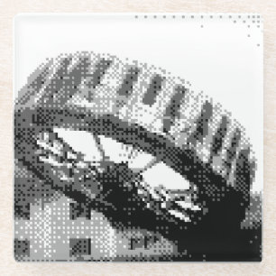 pixelated spinny ride glass coaster